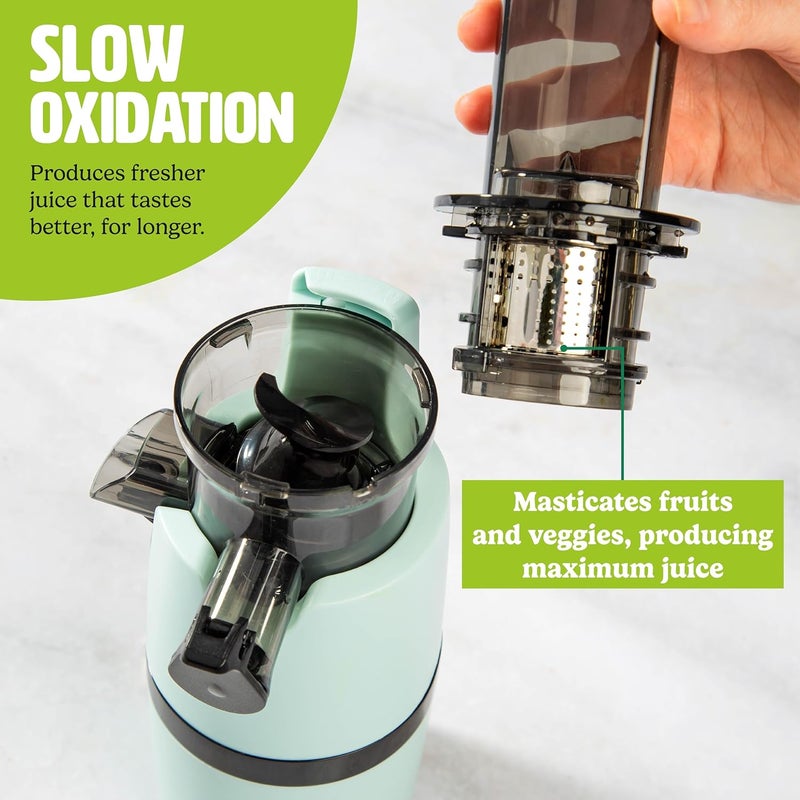 Tasty Slow Juicer, Compact Masticating Juicer with Pulp Separation, Maximum Juice Yield for Fresh, Nutrient-Rich Drinks, Easy Clean-Up & Compact Design, Aqua - Image 5